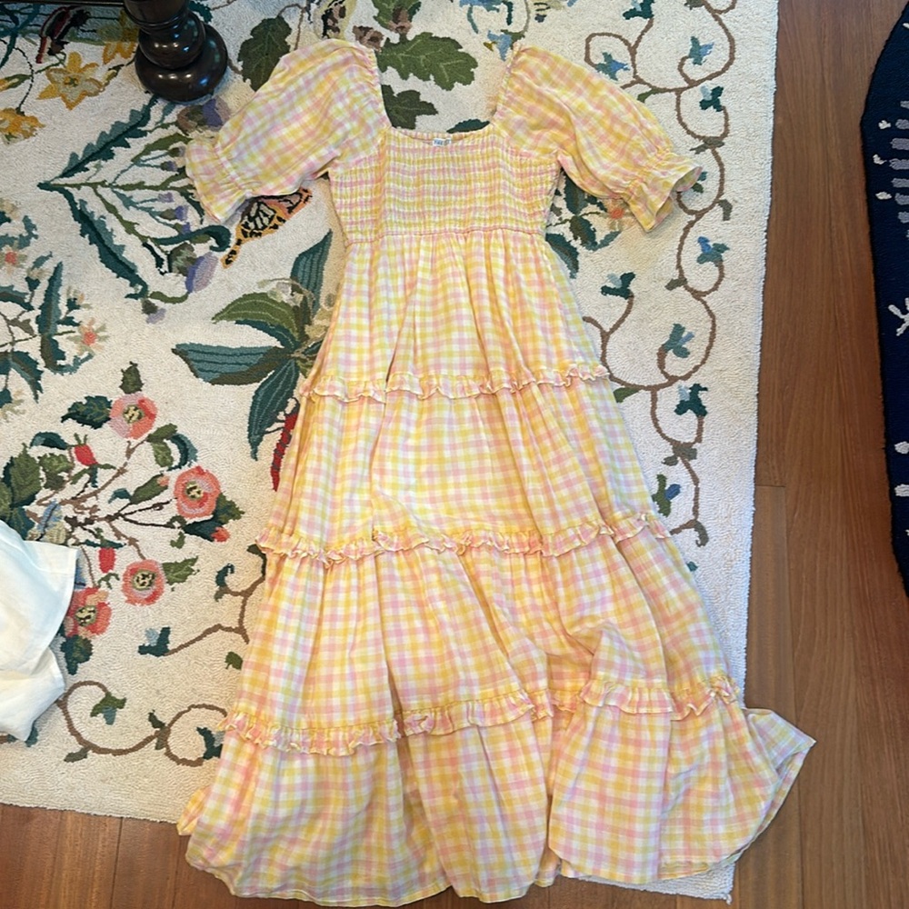 Pink City Prints Gingham Maxi Dress